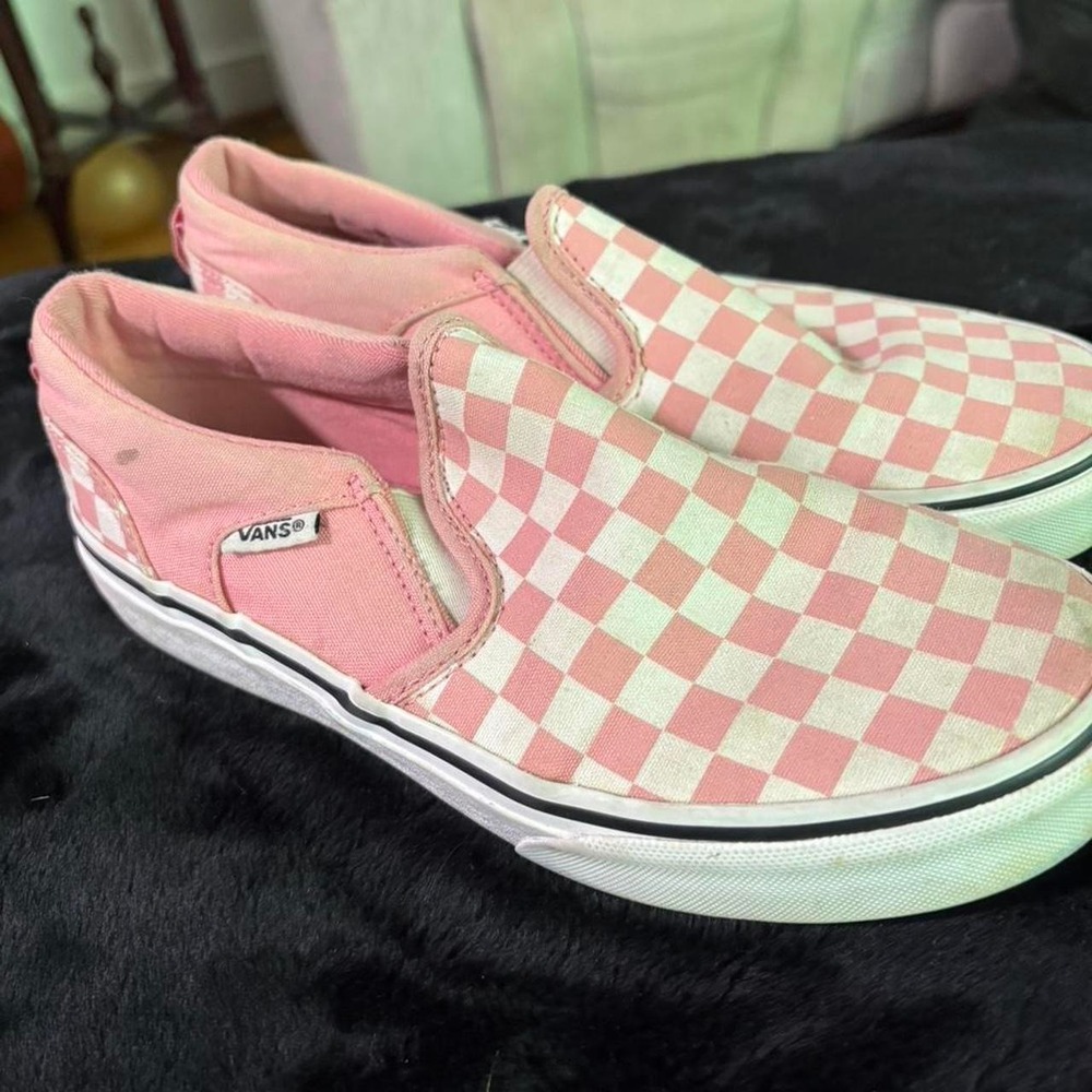 Vans Classic Slip-On Pink Checkerboard Canvas Skate Shoes US Missy 4.0